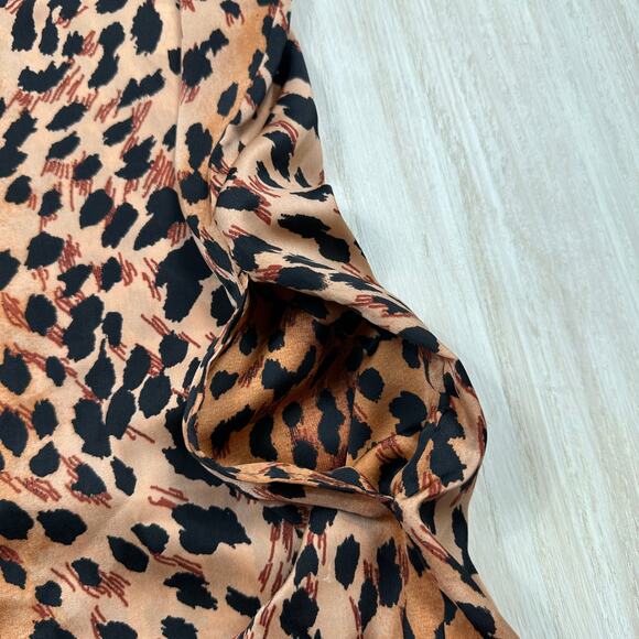 Natori Cheetah Animal Print Mandarin Sleepshirt Loungewear Caftan Dress XL - Picture 8 of 16